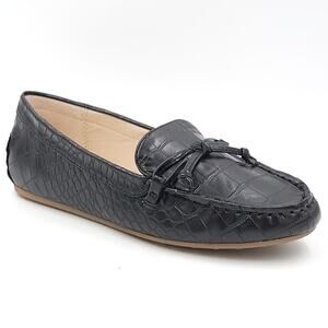 Charter Club Women Slip On Bow Loafers Katee Size US 6.5M Black Crocodile Print